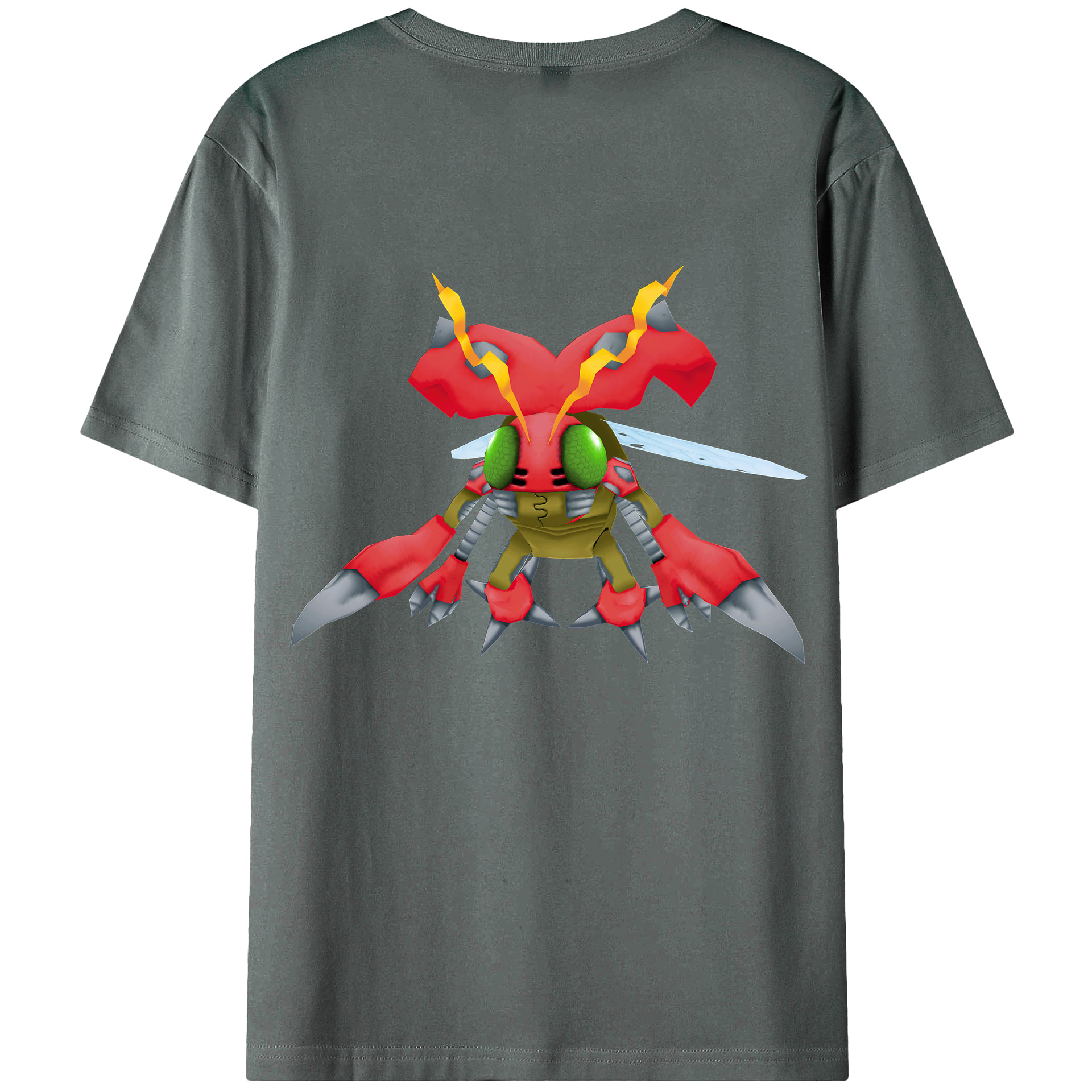 （画像用） Digimon デジタルモンスター/デジモン 綿100％ メンズ半袖Tシャツ（バックプリント） 通気性